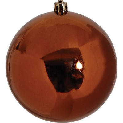 Χάλκινη Πλαστική Γυαλιστερή Χριστουγεννιάτικη Μπάλα 8cm (Σετ 6 τμχ)